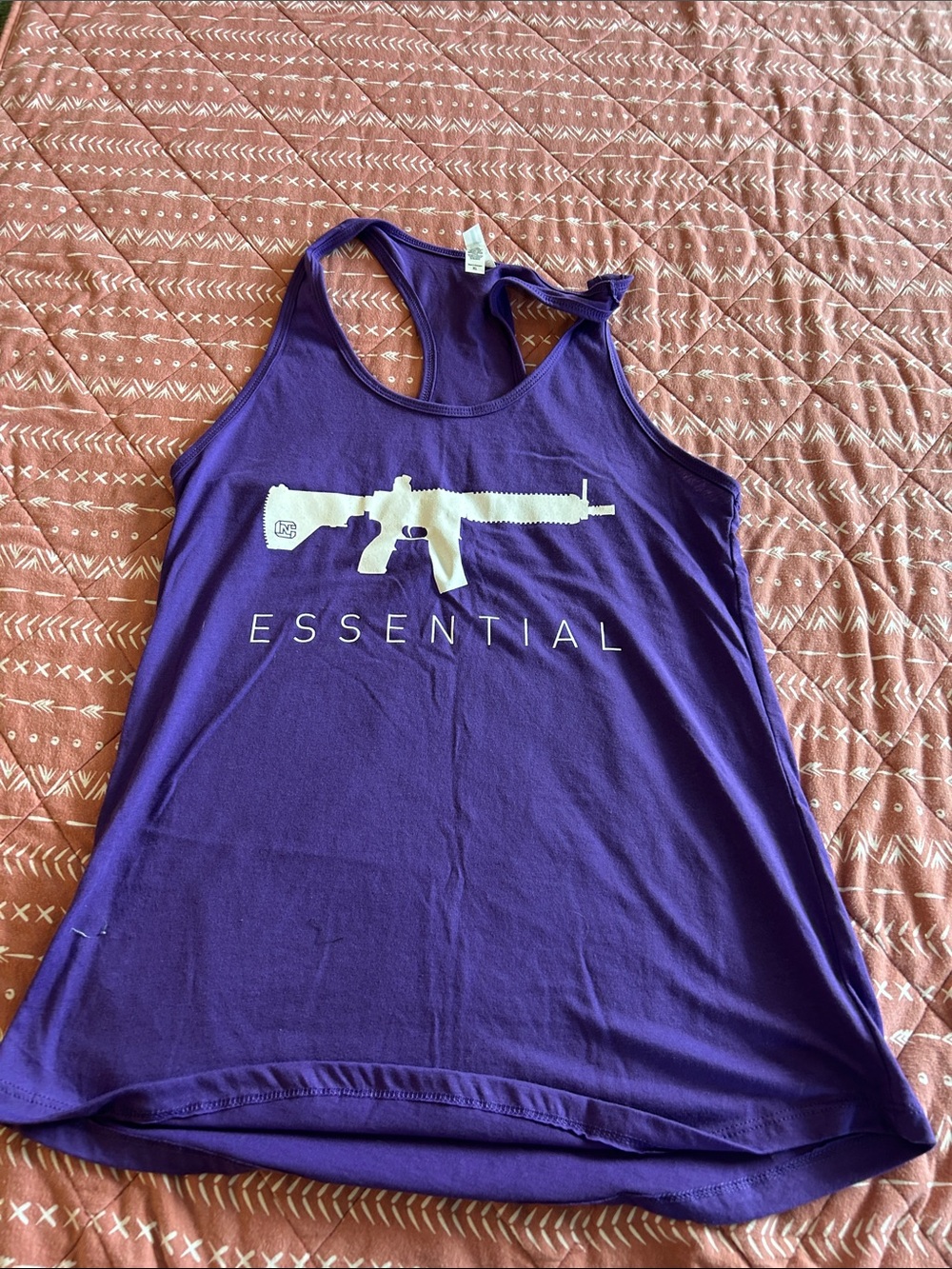Purple Racerback Tank Top with White Graphic